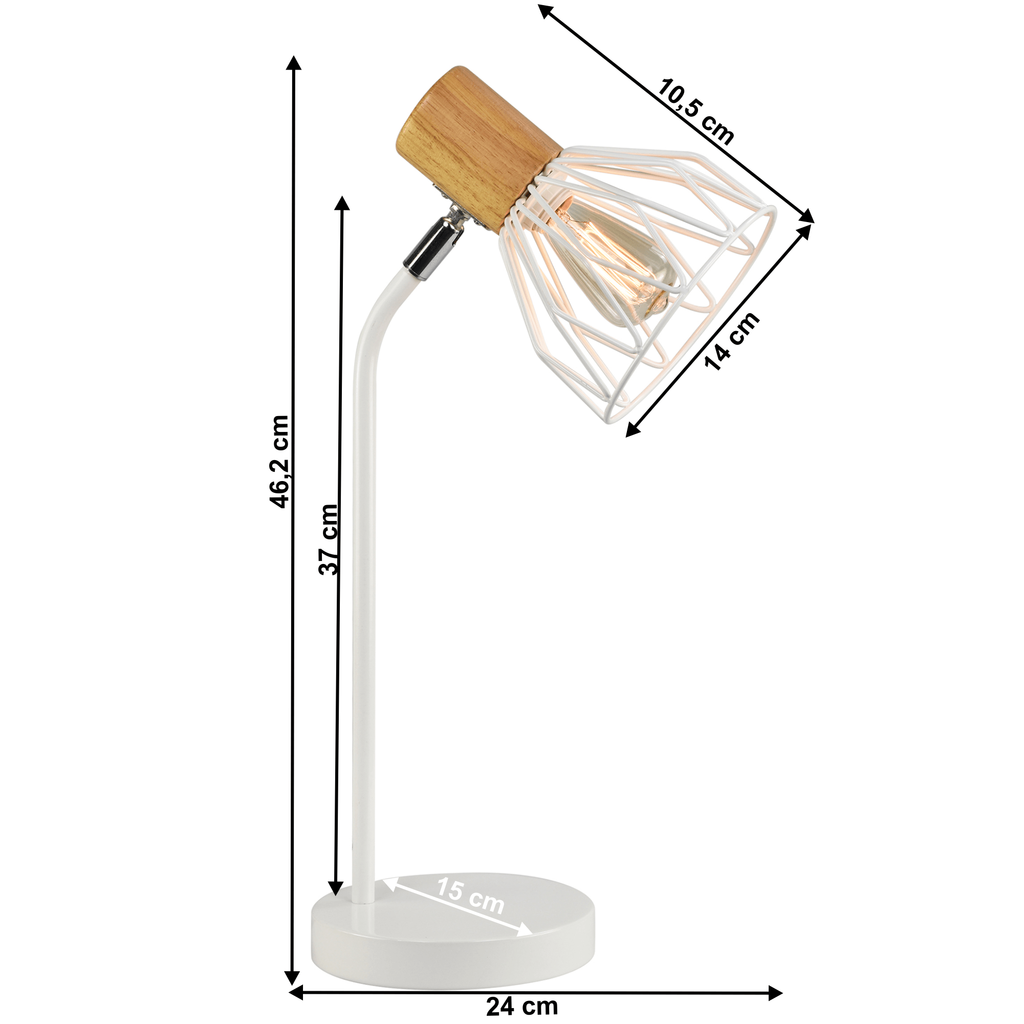 Stolní lampa, bílá, kov/dřevo, TREX TYP 1