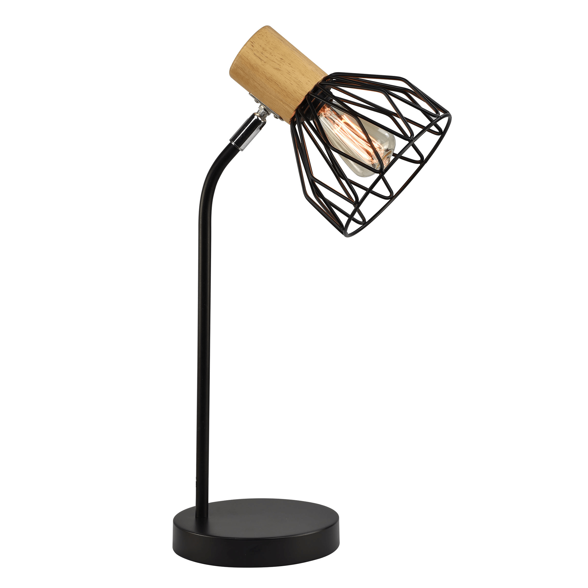 Stolná lampa, čierna, kov/drevo, TREX TYP 1