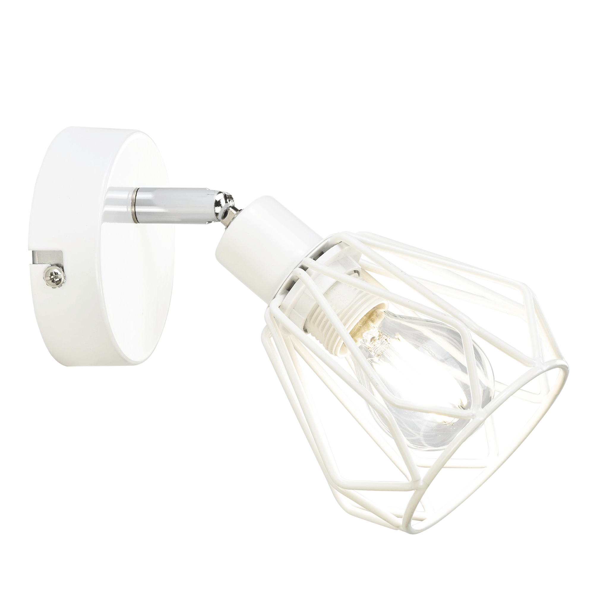 Nástenná lampa, biela/kov, OKIRA TYP 2
