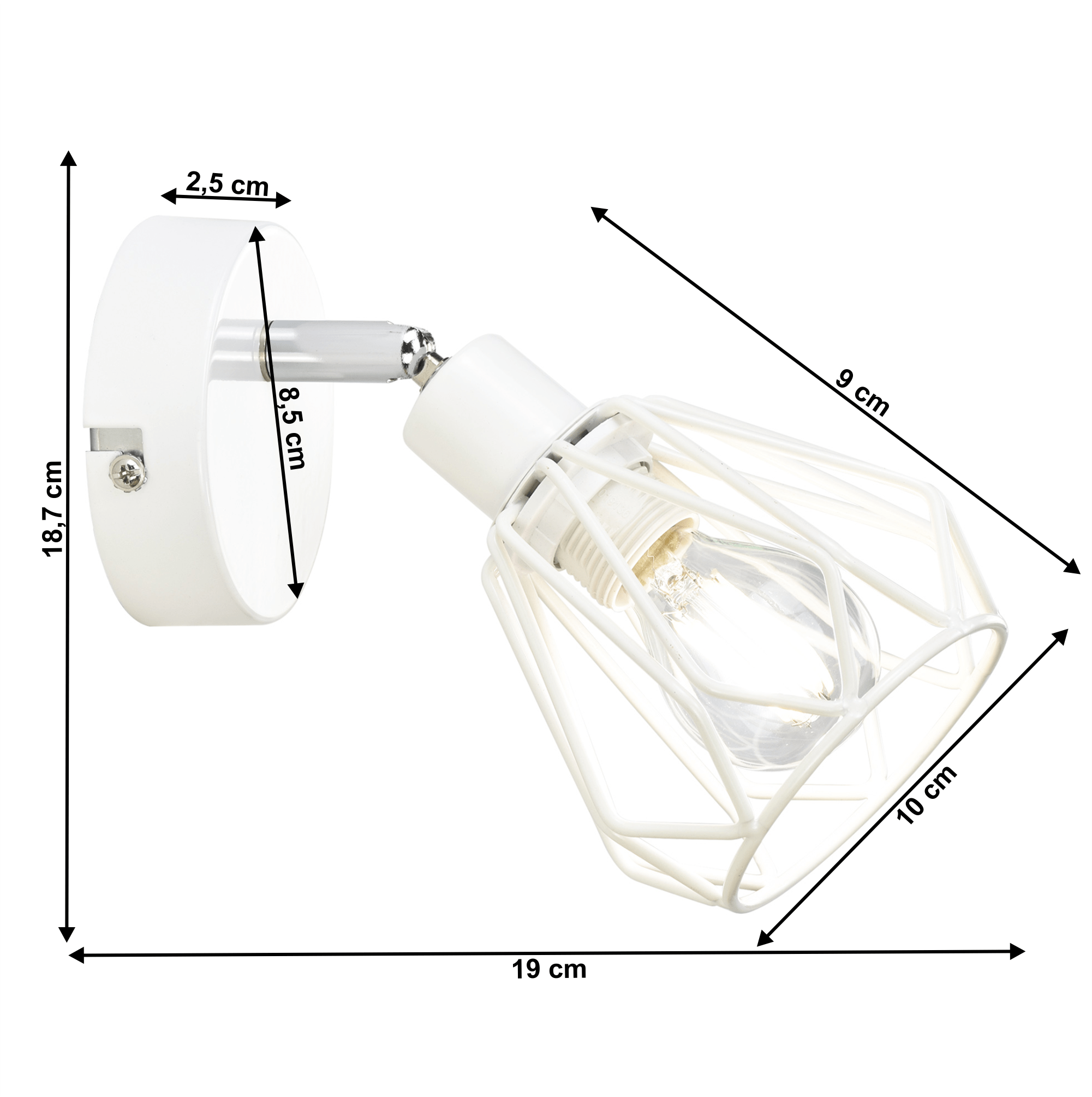 Nástěnná lampa, bílá/kov, OKIRA TYP 2