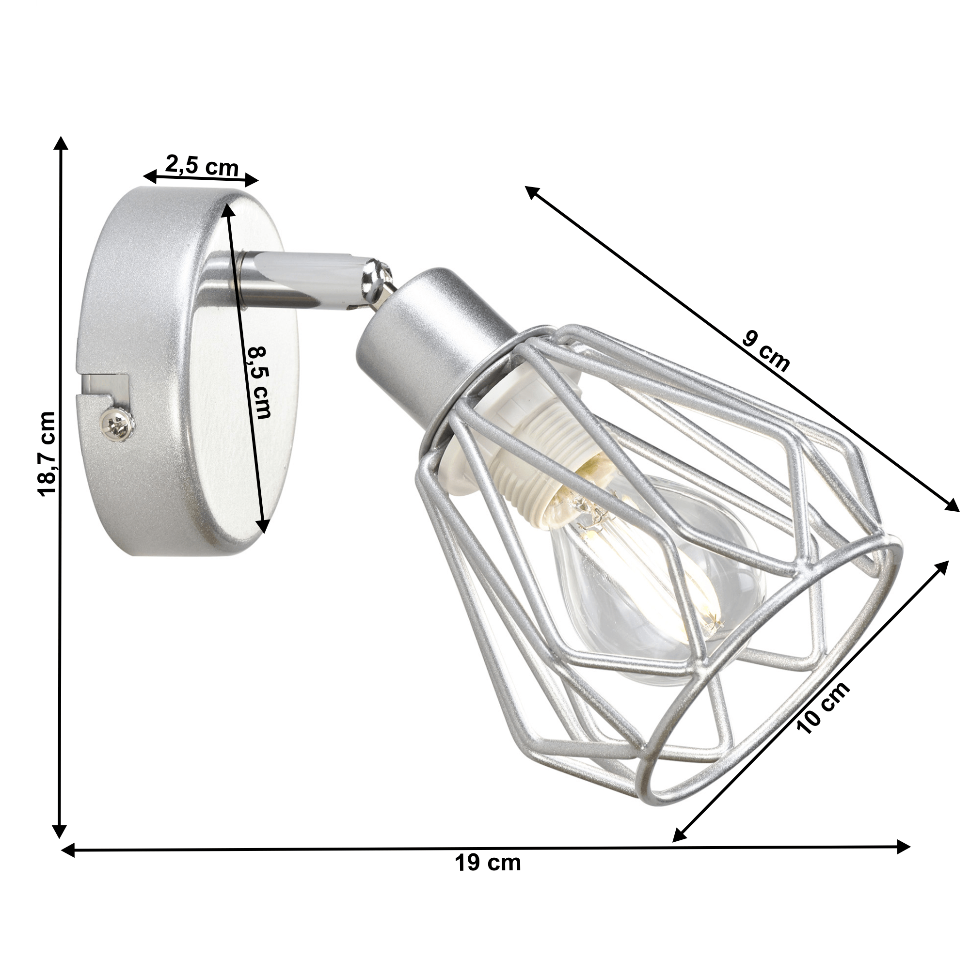 Nástěnná lampa, stříbrná/kov, OKIRA TYP 2