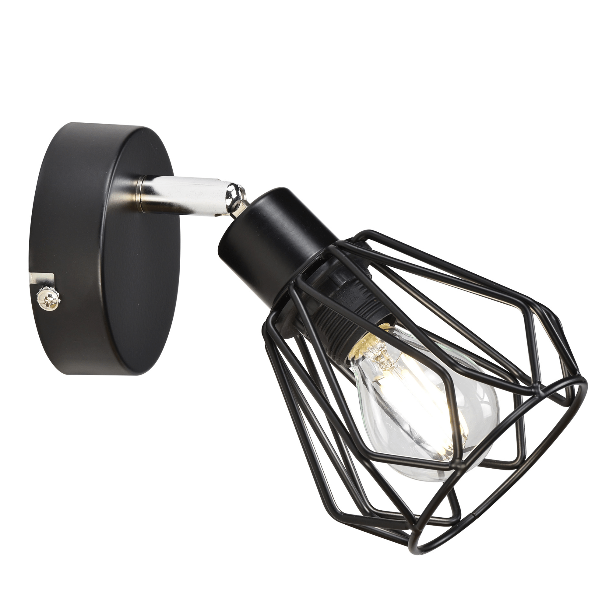 Nástenná lampa, čierna/kov, OKIRA TYP 2