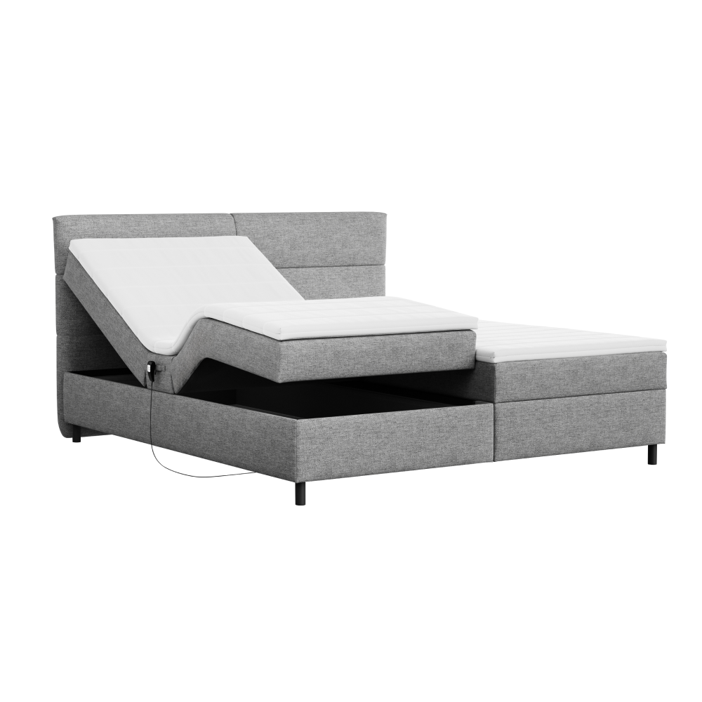 Elektrická polohovacia posteľ, boxspring, sivá, 160x200, BOSTON