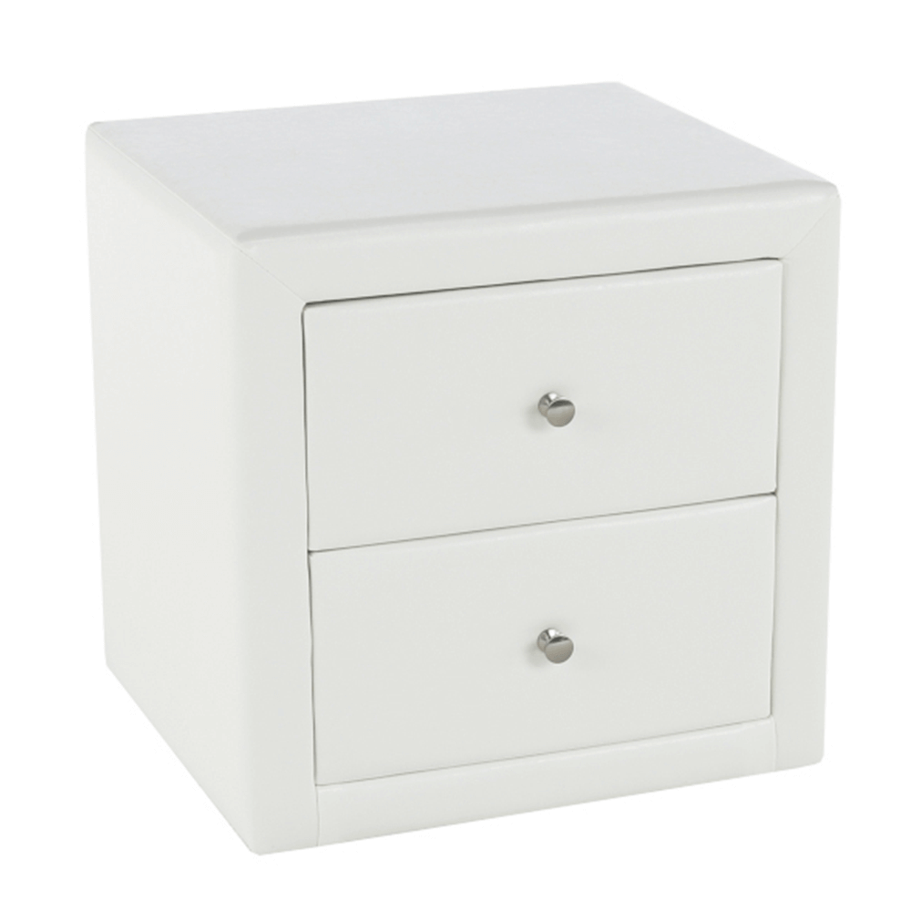 Nočný stolík, biela ekokoža, FANTASY NEW