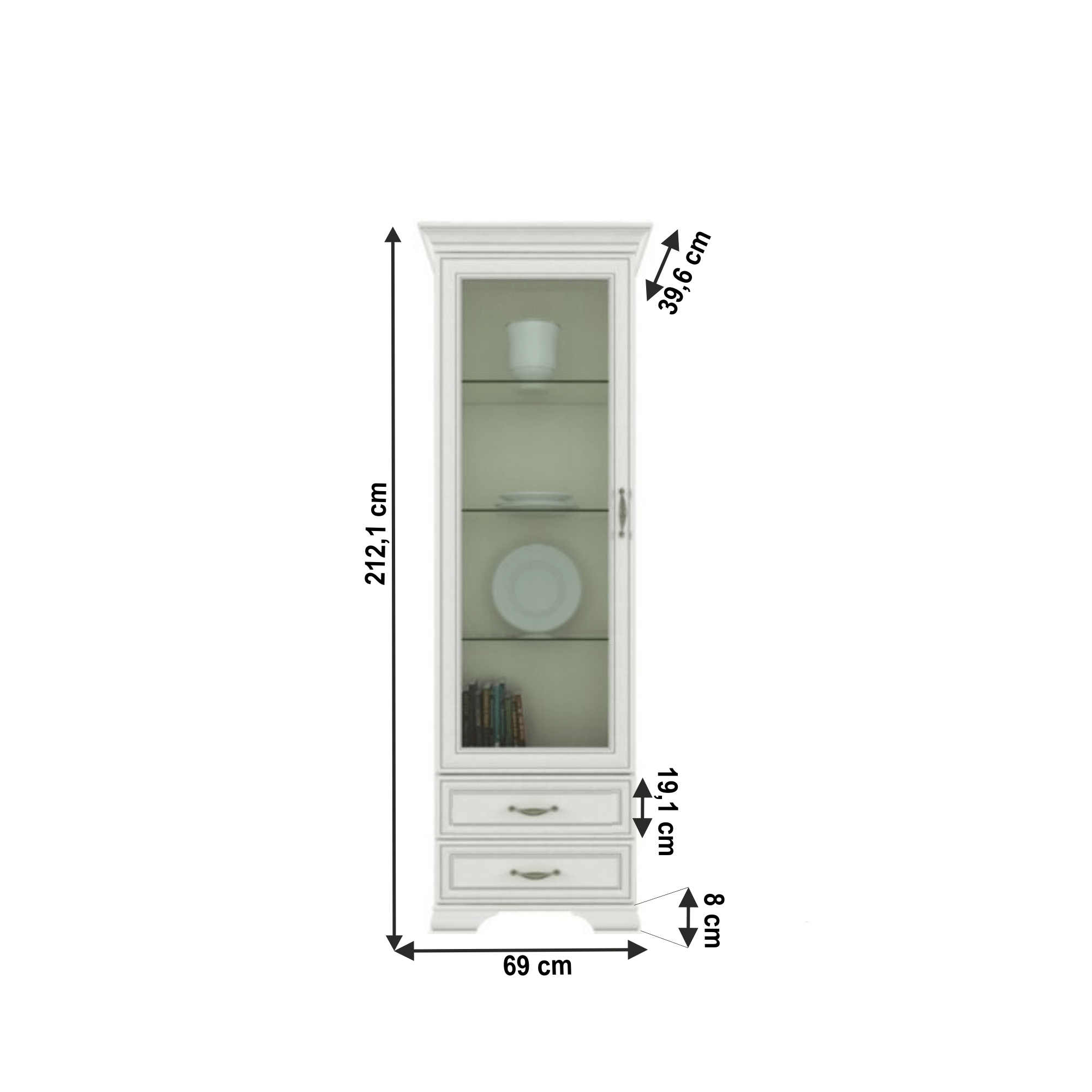 Vitrína 1W2S, woodline krem, TIFFY 04