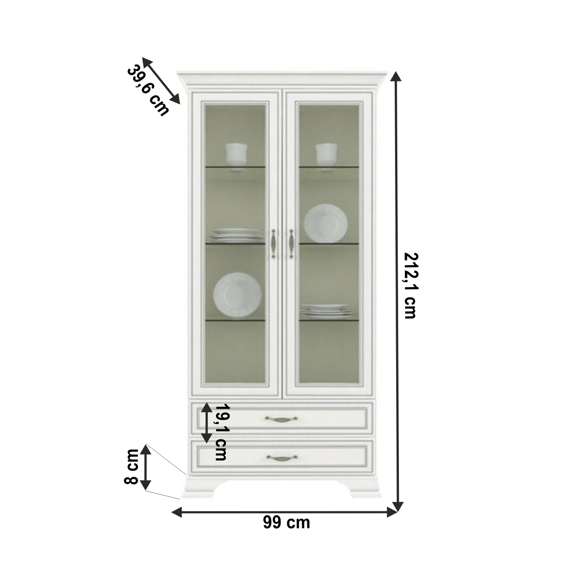 Vitrína s šuplíky 2W2S, woodline krem, Tiffy 03