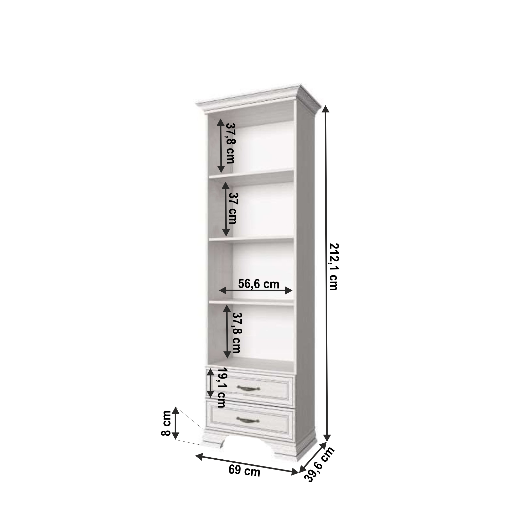 Otevřený regál 2S, woodline krém, TIFFY 05