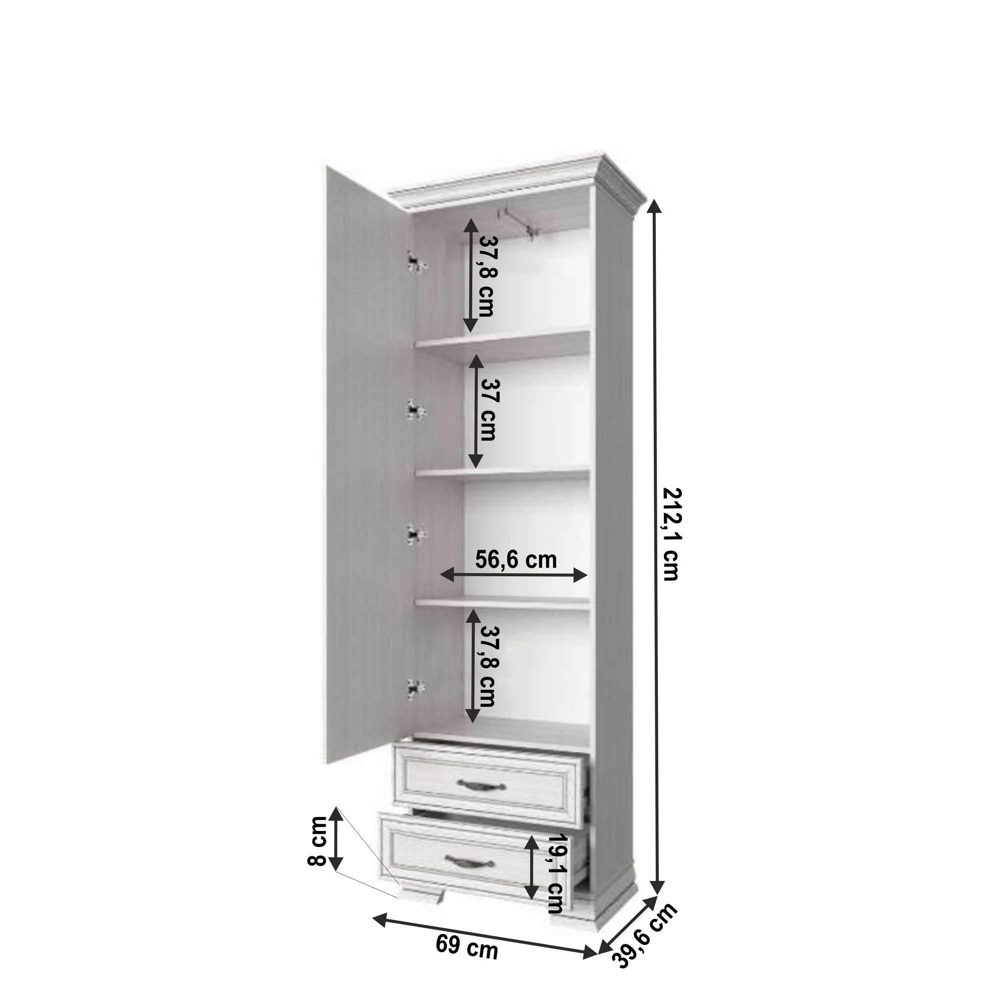 Skříň 1D2S, woodline krem, TIFFY 06