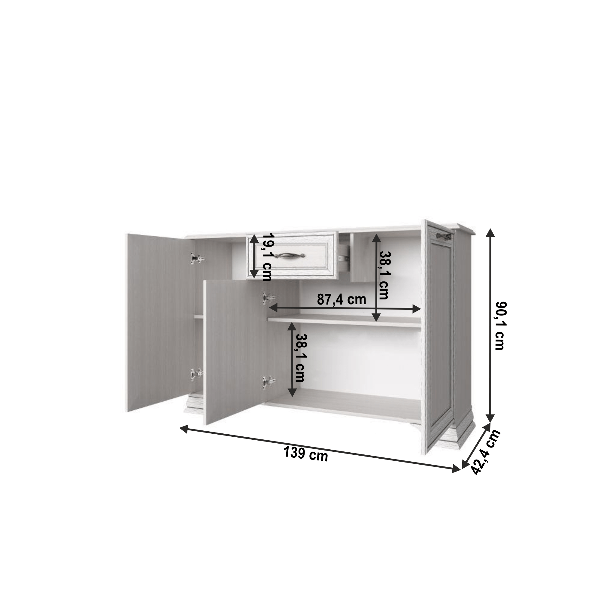 Kombinovaná komoda 3D1S, woodline krem, TIFFY 08