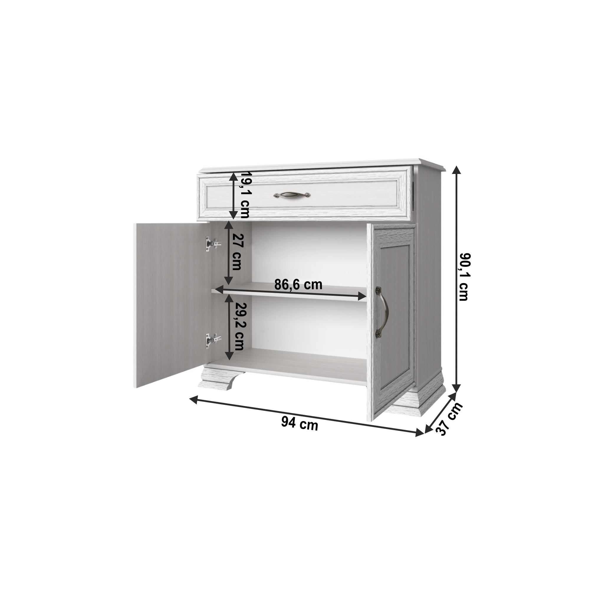 Komoda 2D1S, woodline krém, TIFFY  07