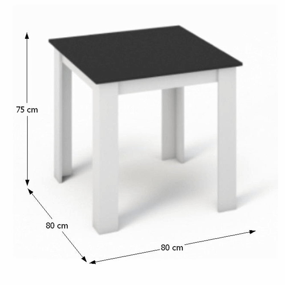 Jídelní stůl, bílá / černá, 80x80 cm, KRAZ