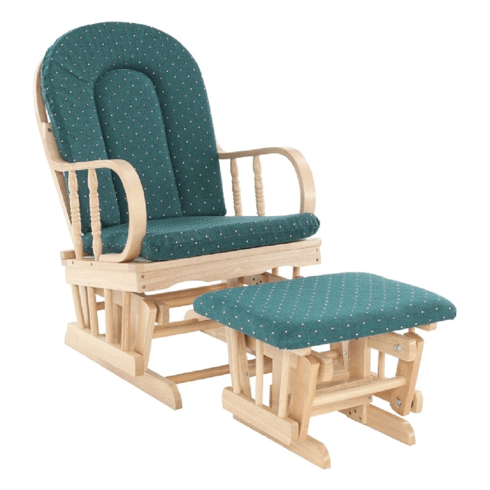 Hojdacie kreslo s podnožou, buk/zelená, RELAX GLIDER - lacno