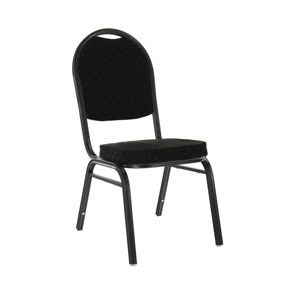Stolička, stohovateľná, látka čierna/sivý rám, JEFF 2 NEW