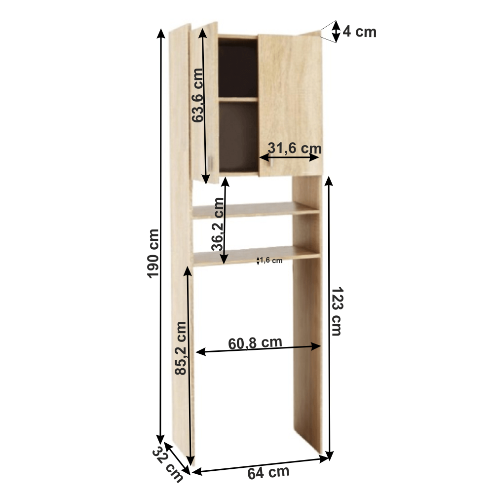 Skříňka nad pračku, dub sonoma, NATALI