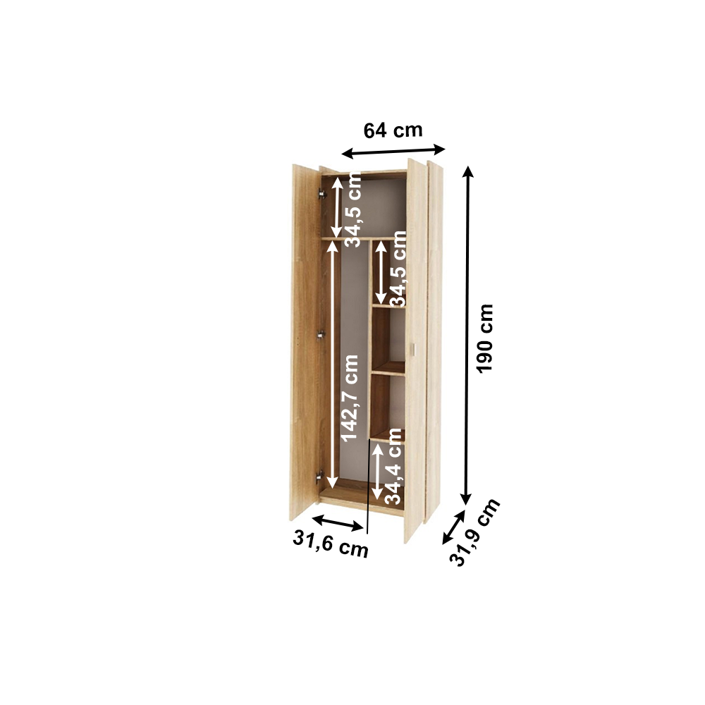 Kombinovaná skříň, DTD laminovaná, dub sonoma, NATALI TYP 6