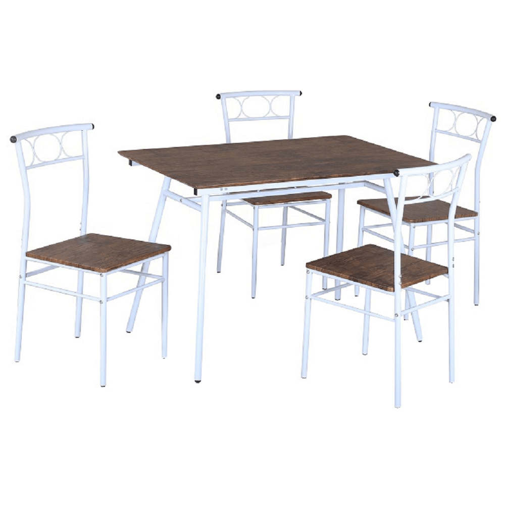MALABO SET 1+4 D01168 HNEDA MDF+BIELY KOV
