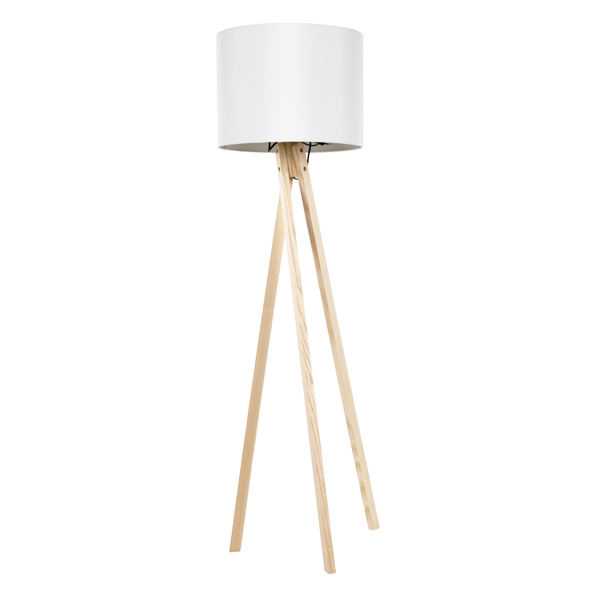 Stojacia lampa, biela/prírodné drevo, LILA TYP 6 LS2062