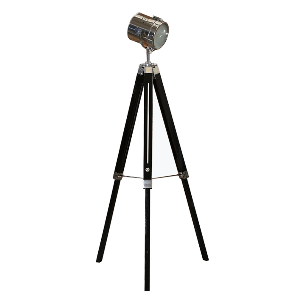Stojacia lampa, čierne drevo/kov, CINDA TYP 26 YF819-B