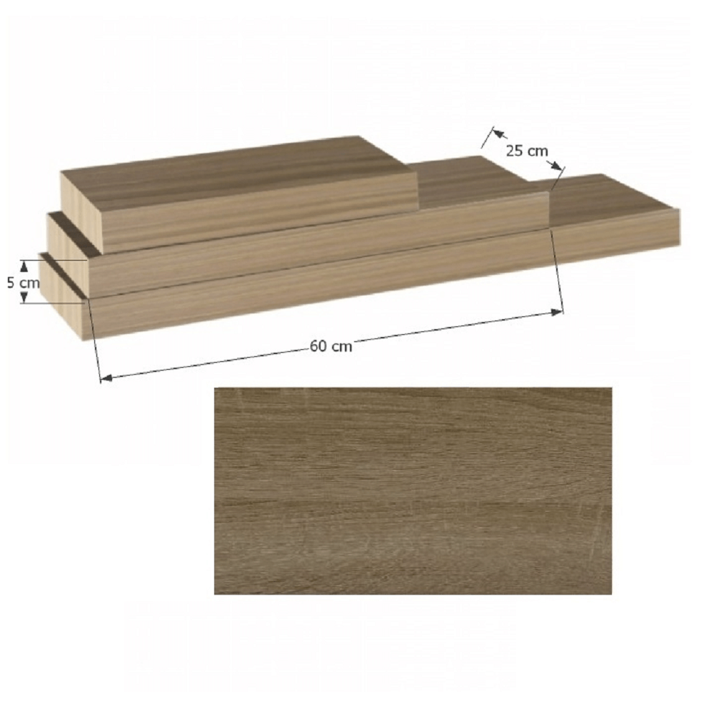 Polc, tölgy trufla, 60x25, GANA FY 11044-3 60