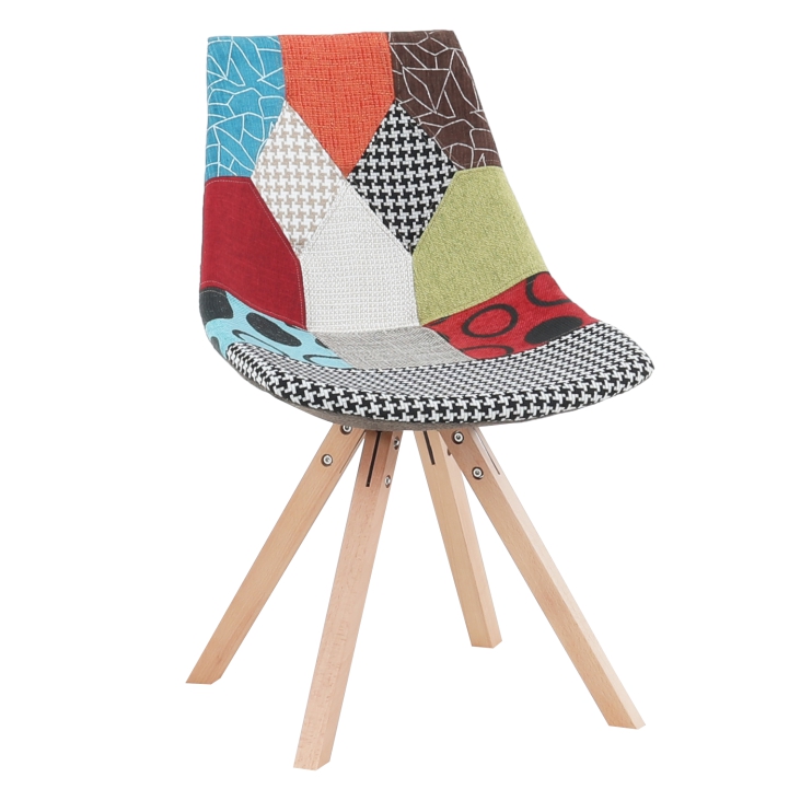 Stolička, látka patchwork/drevo, KIMA NEW TYP 1