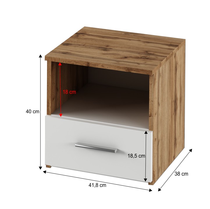 Noční stolek, 2 ks, dub Wotan / bílá, GABRIELA