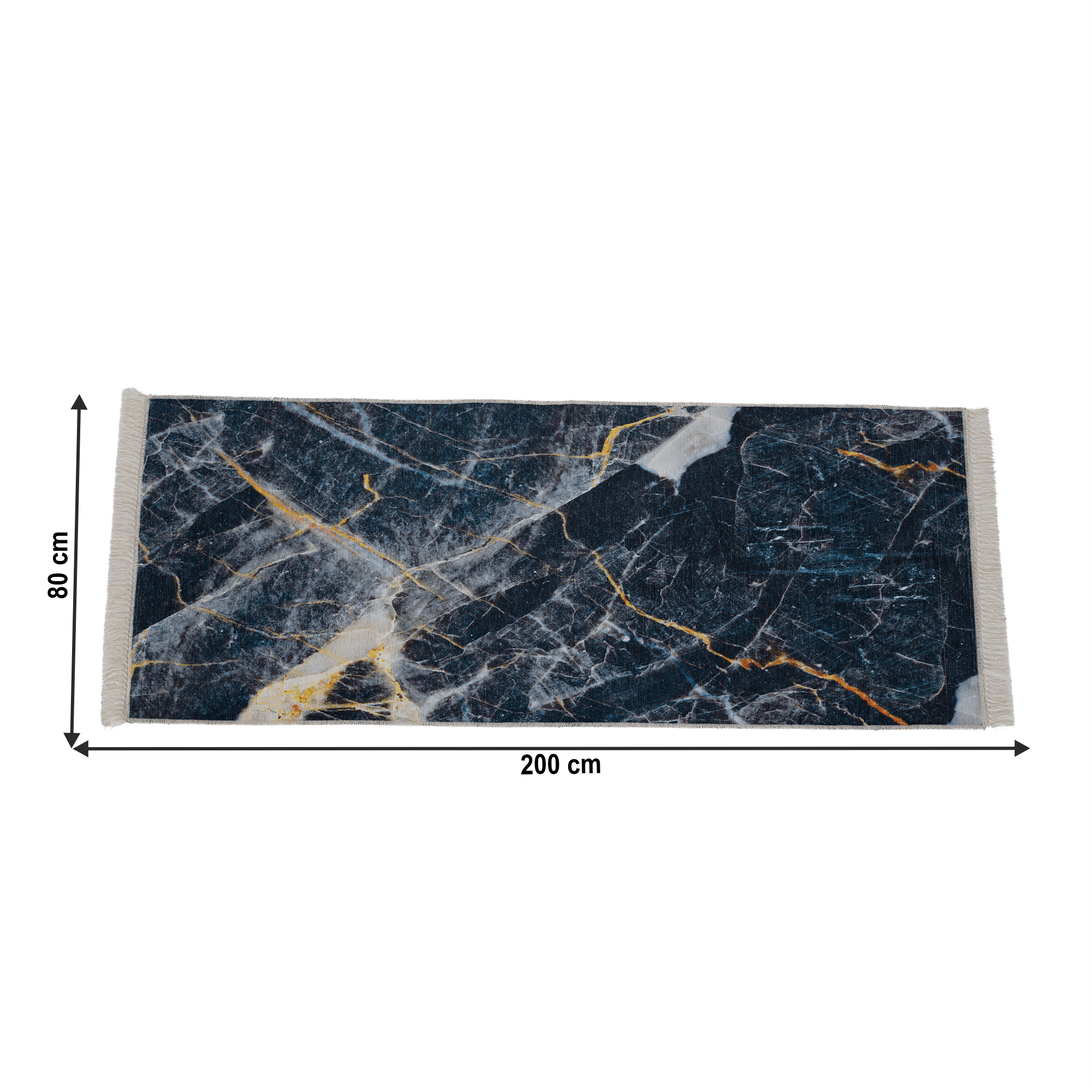 Koberec, tmavě modrý mramor, 80x200, RENOX TYP 1