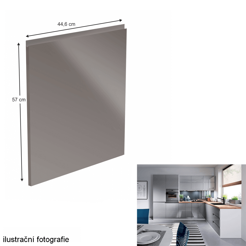 Dvířka na myčku, bílá / šedá extra vysoký lesk HG, 44,6x57, AURORA