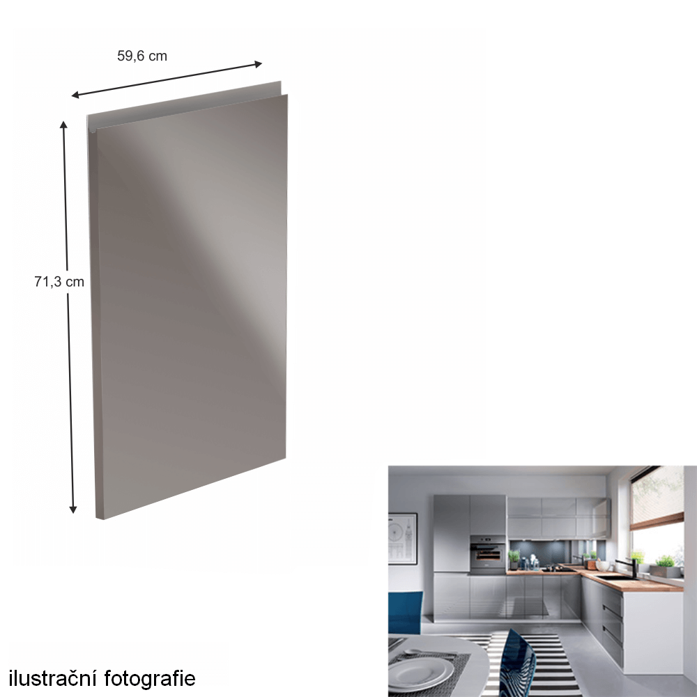 Dvířka na myčku, bílá / šedá extra vysoký lesk HG, 59,6x71,3, AURORA