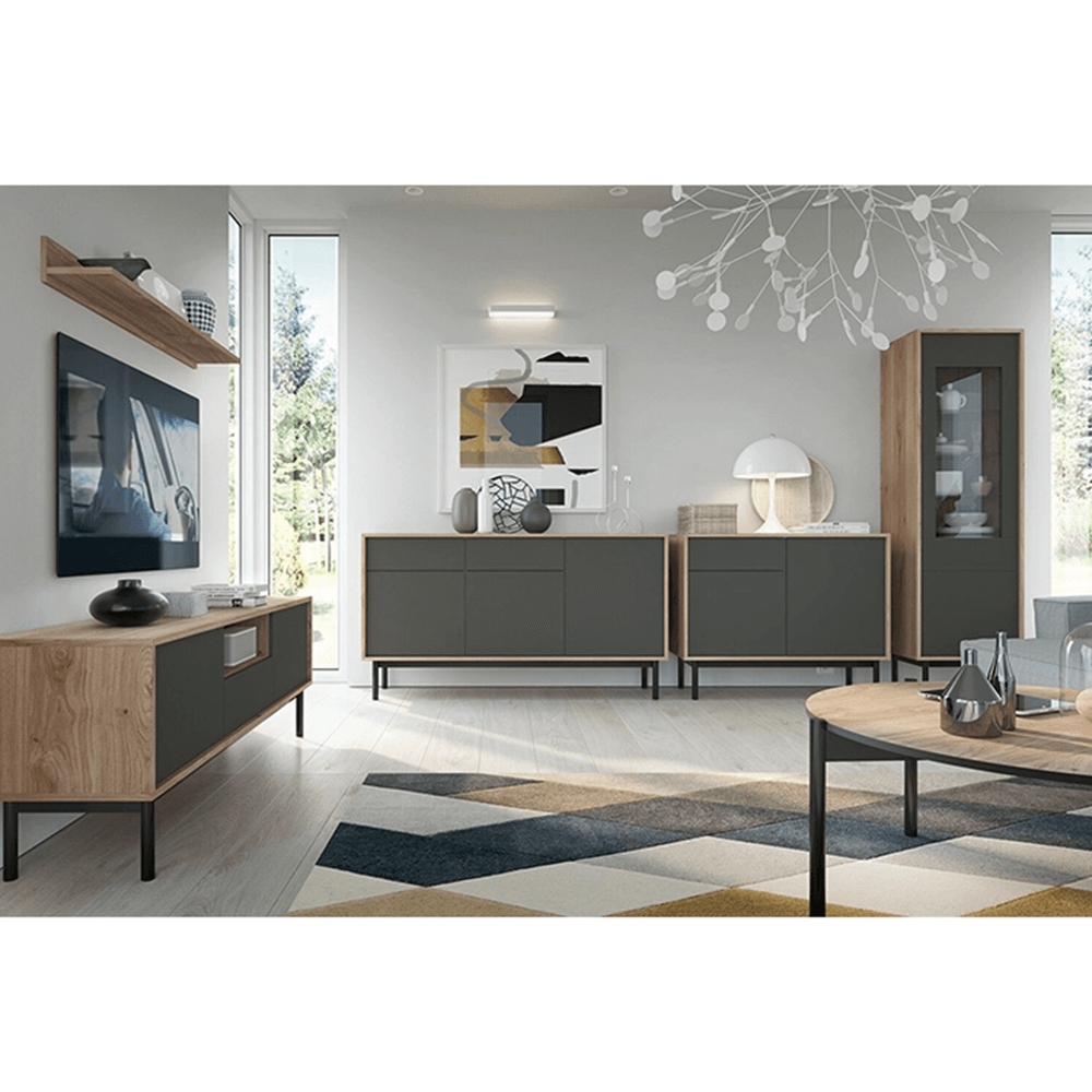 RTV asztal, tölgy jaskson hickory/grafit, BERGEN BRTV154