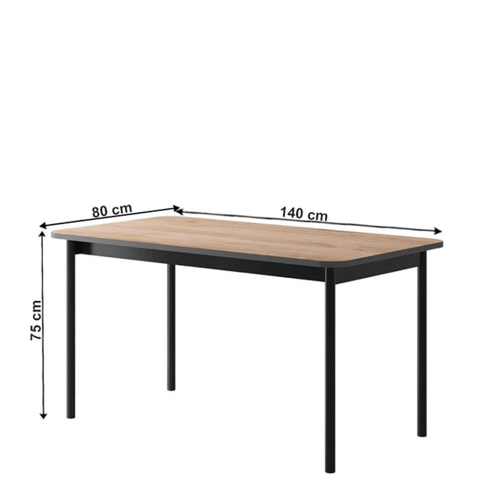 Jídelní stůl, dub jaskson hickory/grafit, 140x80 cm, BERGEN BL140