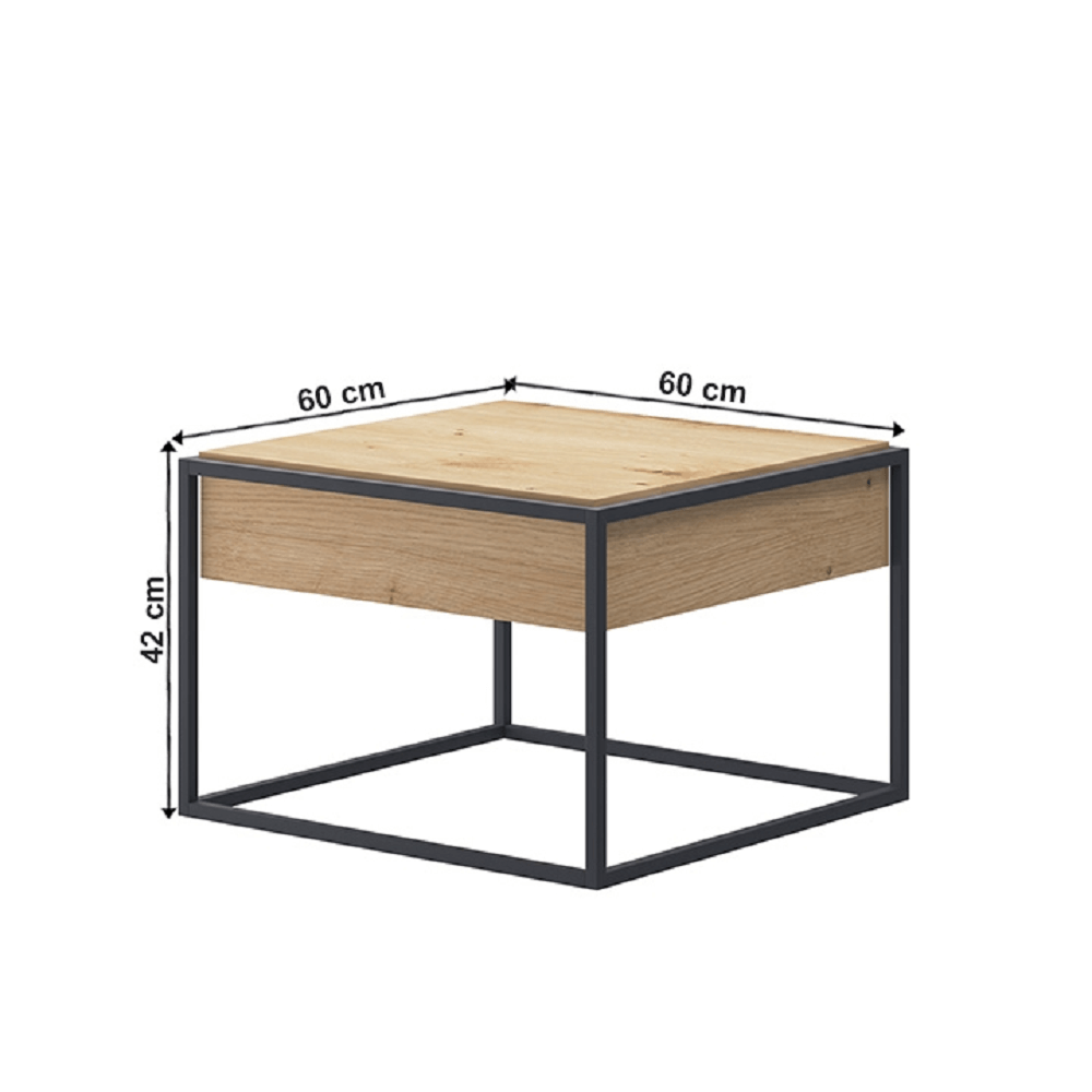 Konferenční stolek, dub artisan / černá, SPRING EL60