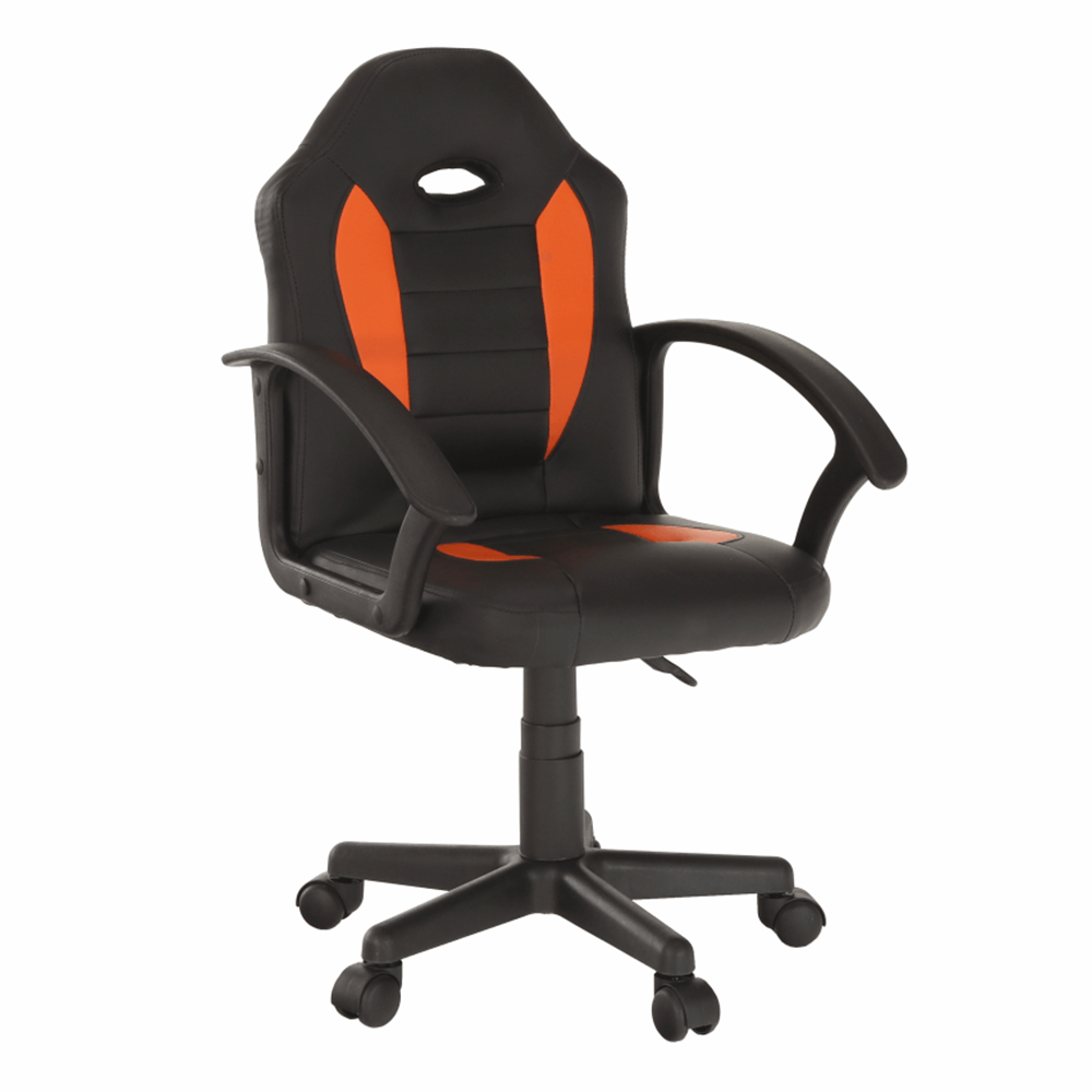 Kancelárske kreslo, ekokoža čierna/oranžová, MADAN NEW - lacno