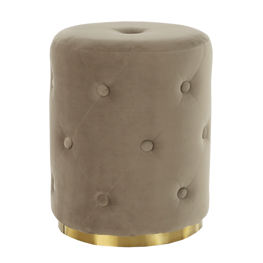 Taburet, sivohnedá TAUPE Velvet látka/zlatý náter, BEKEN - lacno
