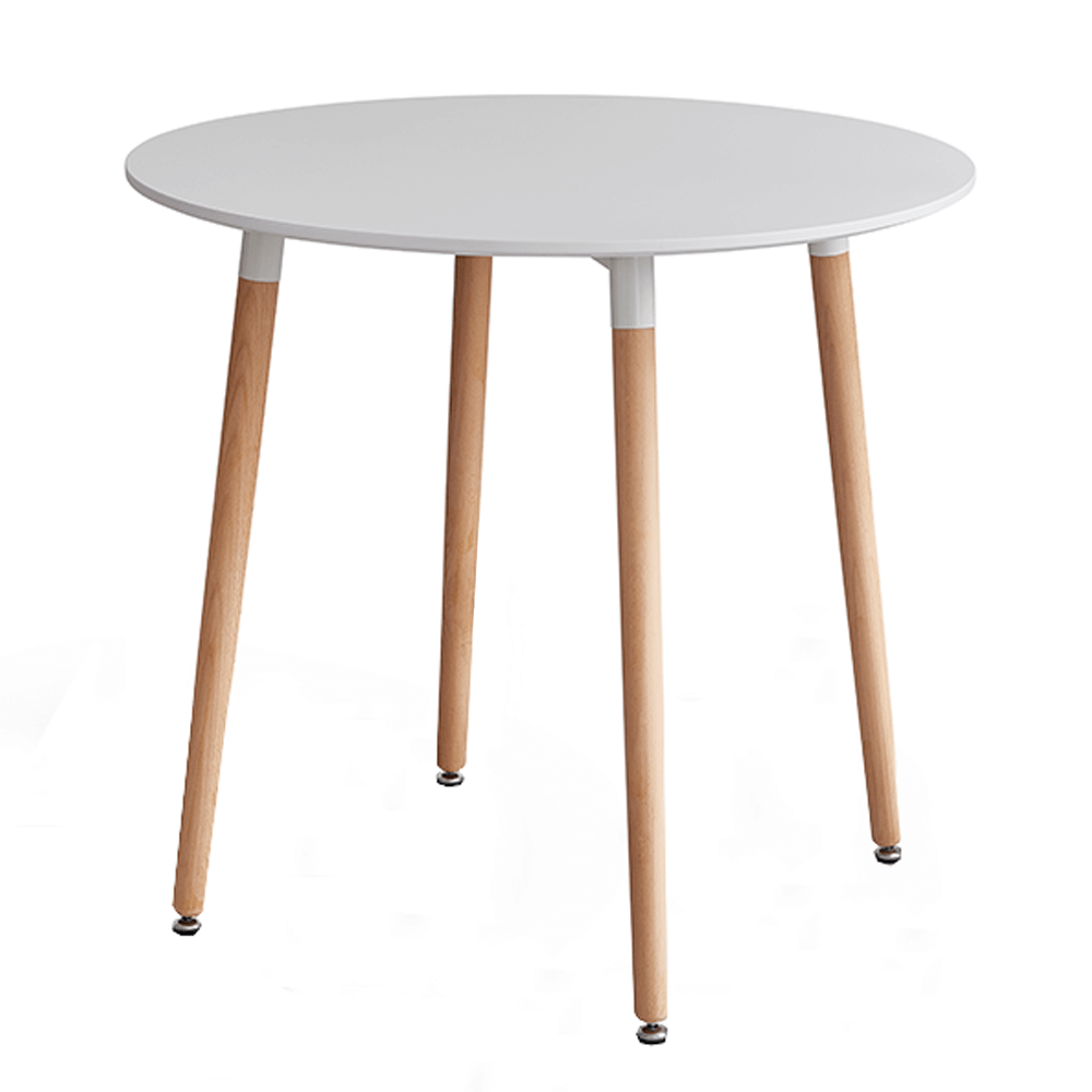 Jedálenský stôl, biela/buk, priemer 80 cm, ELCAN