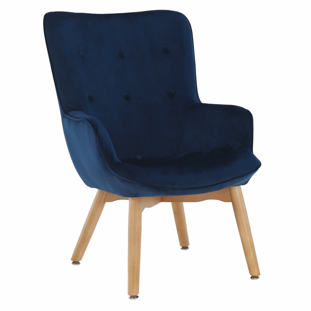 FODIL YK-8013 KRESLO MODRA VELVET LATKA+NOHY DUB