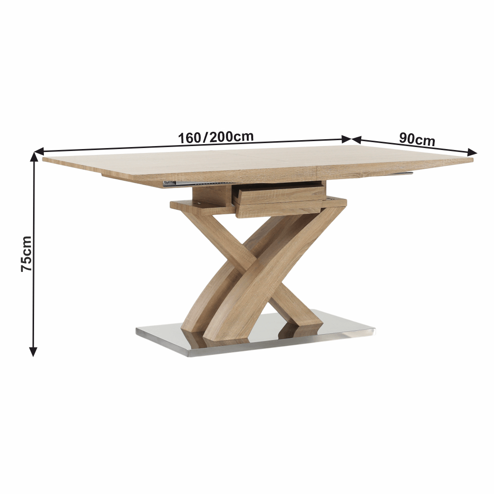 Jídelní stůl, dub, 160-200x90 cm, BONET NEW TYP 2