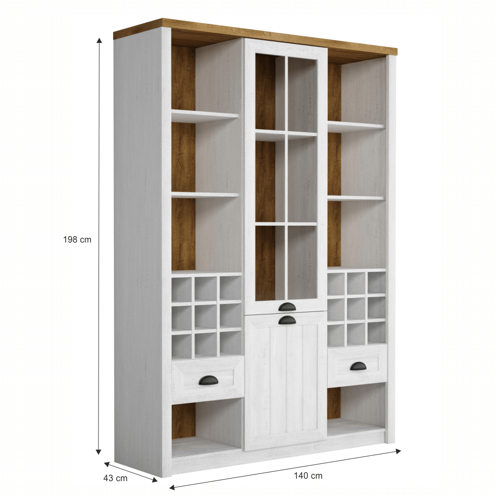 Vitrína W2D2S, sosna andersen/dub lefkas, PROVANCE