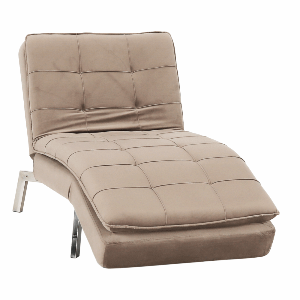 Rozkladacie kreslo, sivohnedá Taupe Velvet látka/chróm, REMAN - lacno