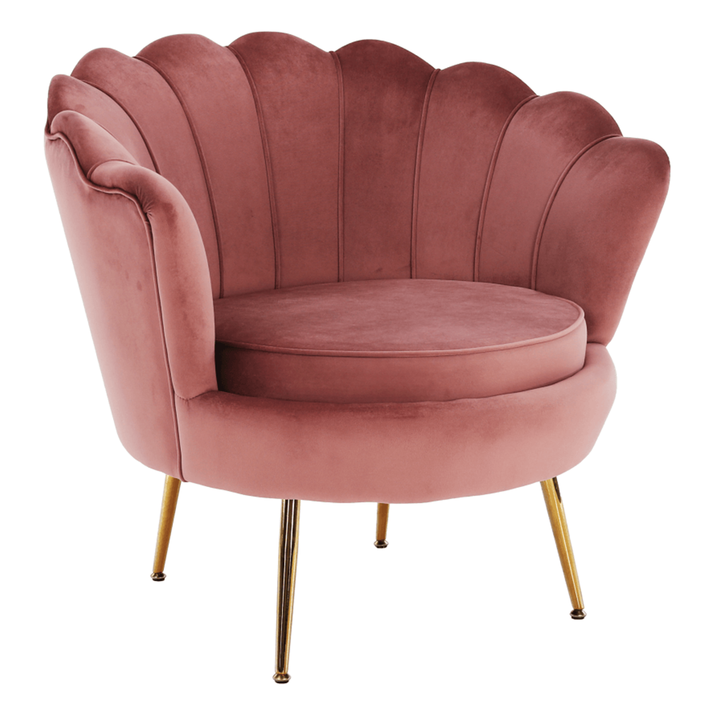 Kreslo v štýle Art-deco, ružová Velvet látka/gold chróm-zlatý, NOBLIN - lacno