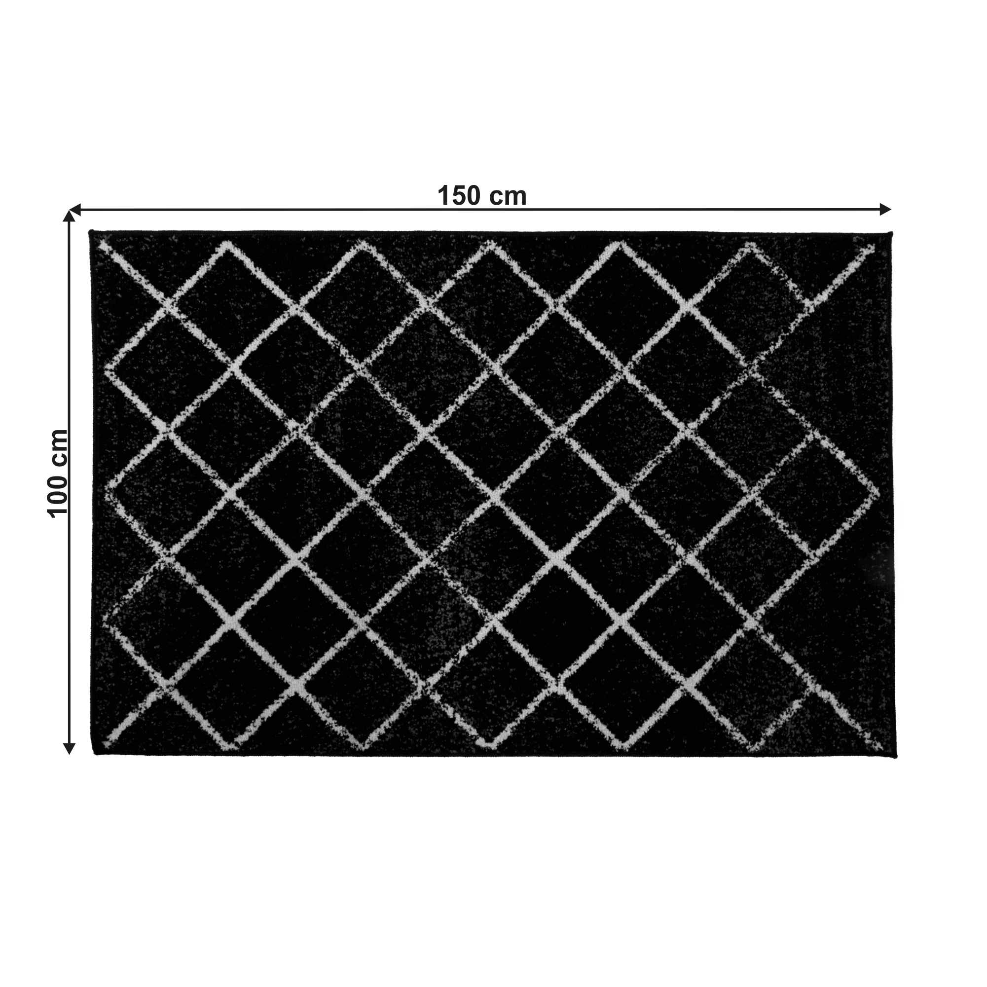 Koberec, černá/vzor, 100x150 cm, MATES TYP 1