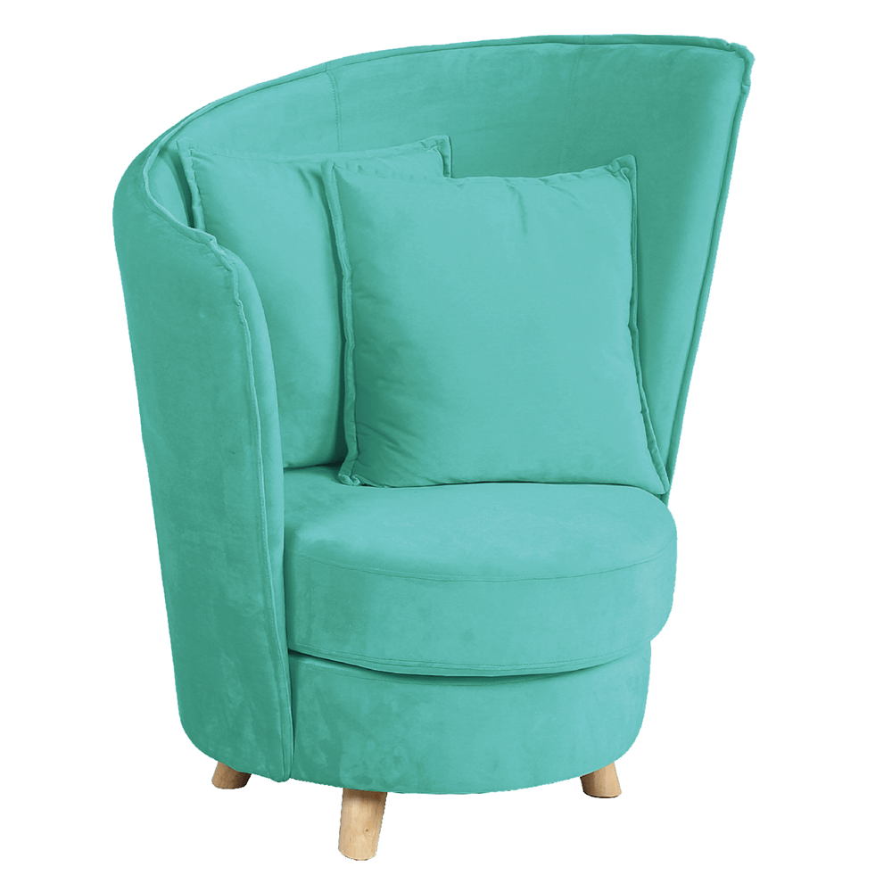 Kreslo v štýle Art Deco, neo mint Velvet látka/dub, ROUND - lacno