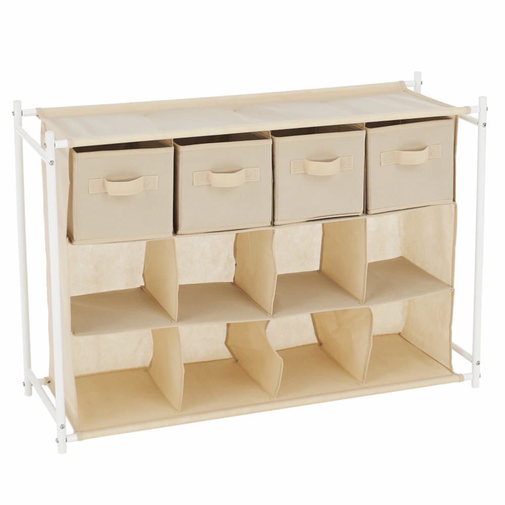 Organizér na topánky, béžová/biela, DERIK