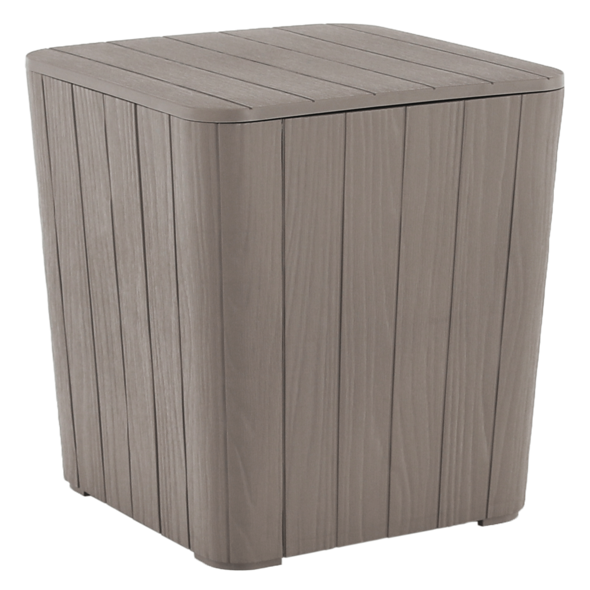 Záhradný úložný box/príručný stolík, sivá, IBLIS