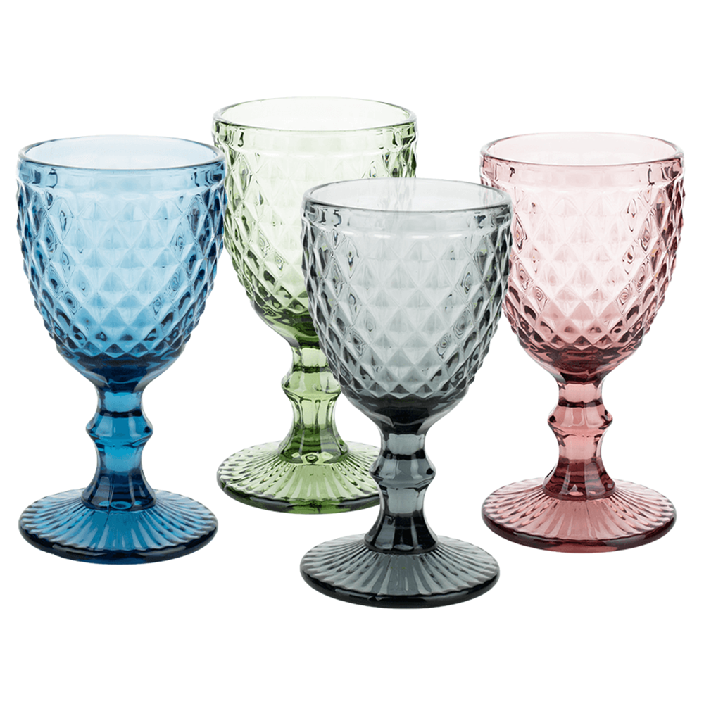 Poháre na víno, set 4 ks, 240 ml, farebné, retro, VERITAS TYP 3