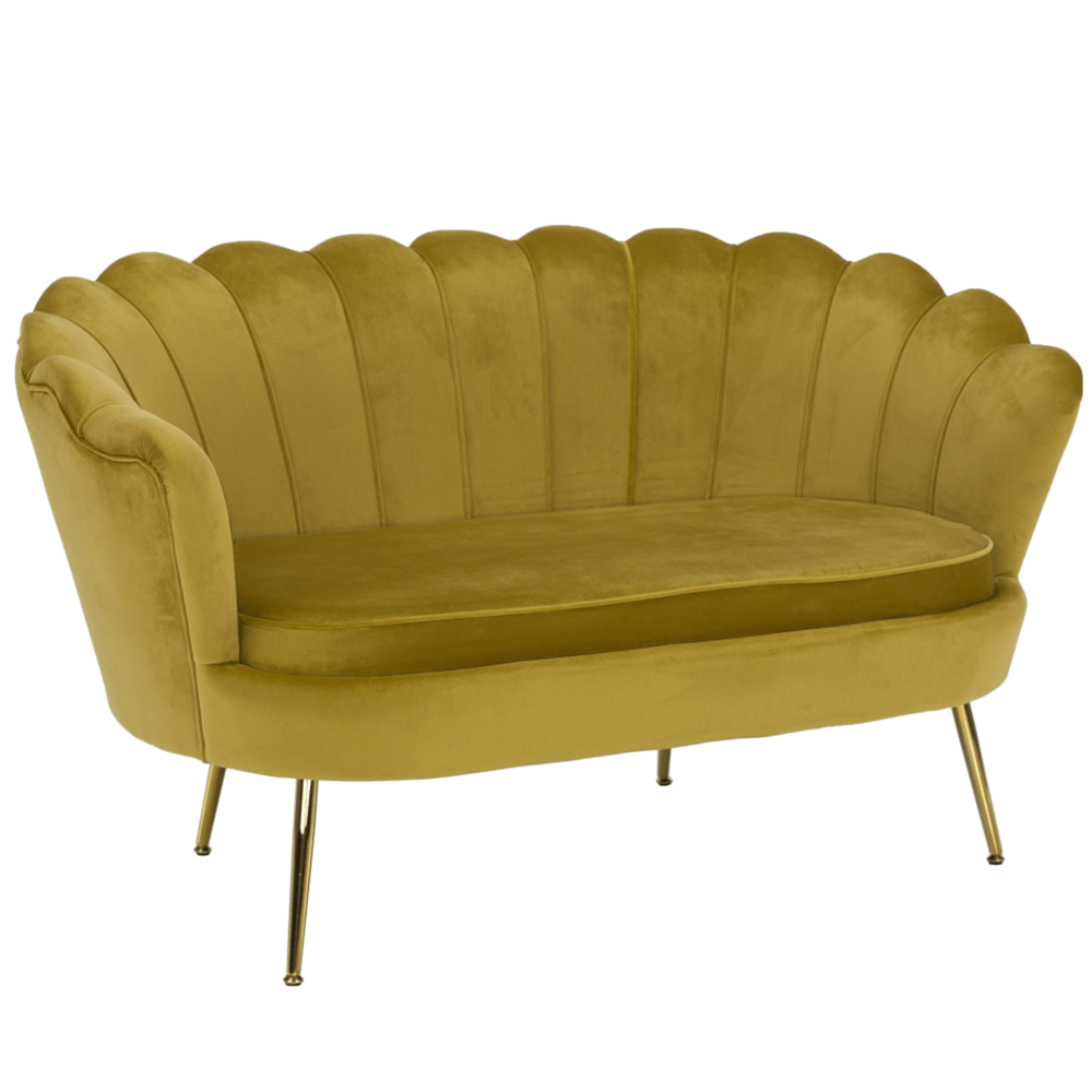 Lavica v štýle Art-deco, horčicová Velvet látka/gold chróm-zlatý, NOBLIN