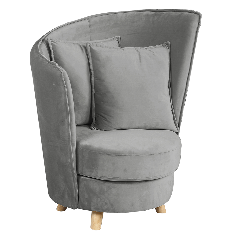 Kreslo v štýle Art Deco, svetlosivá Velvet látka/dub, ROUND - lacno