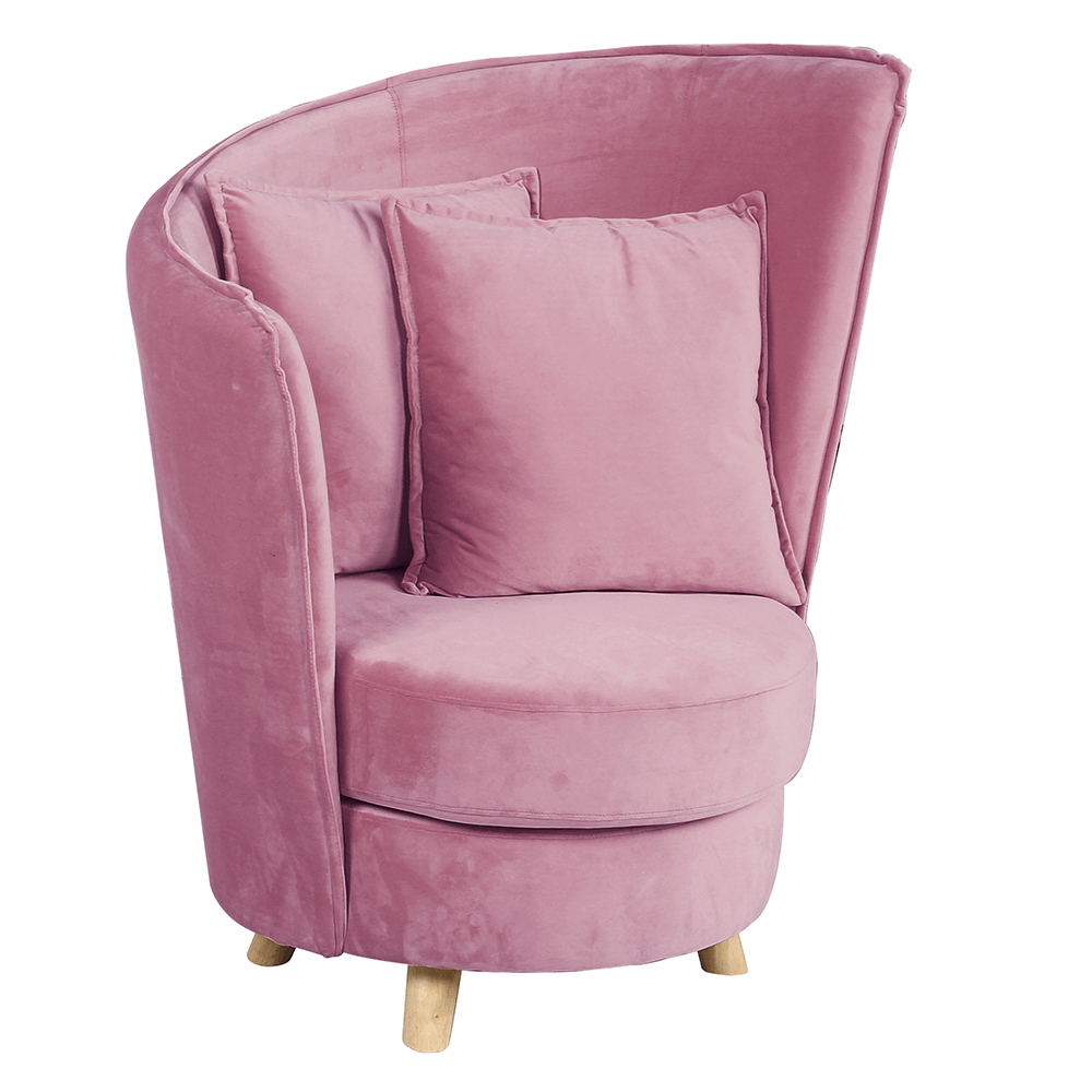 Kreslo v štýle Art Deco, ružová Velvet látka/dub, ROUND - lacno