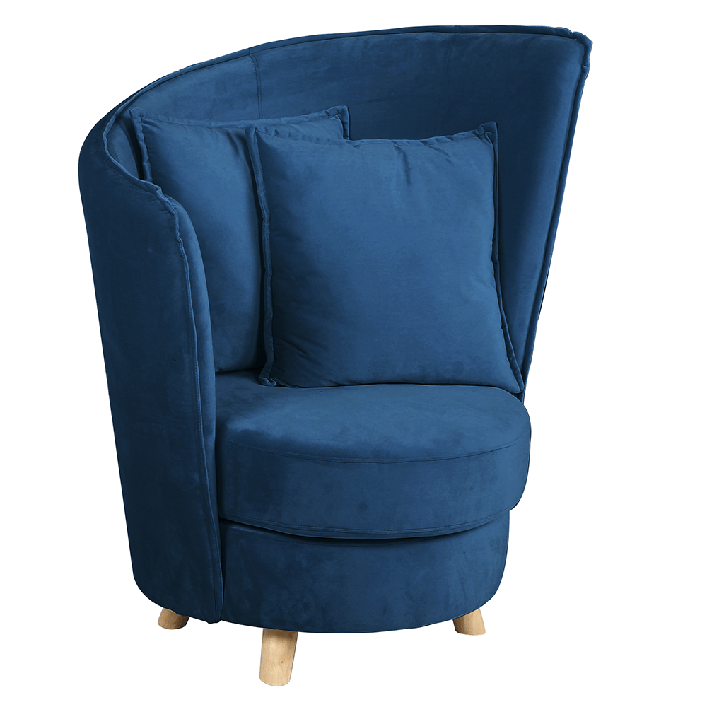 Kreslo v štýle Art Deco, modrá Velvet látka/dub, ROUND - lacno