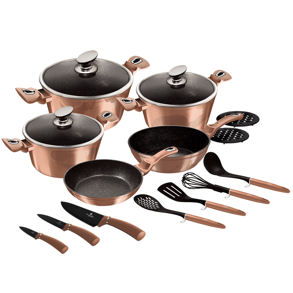 17-dielna sada hrncov, metalická Rose Gold, BERLINGERHAUS BH-6161 P1, poškodený tovar