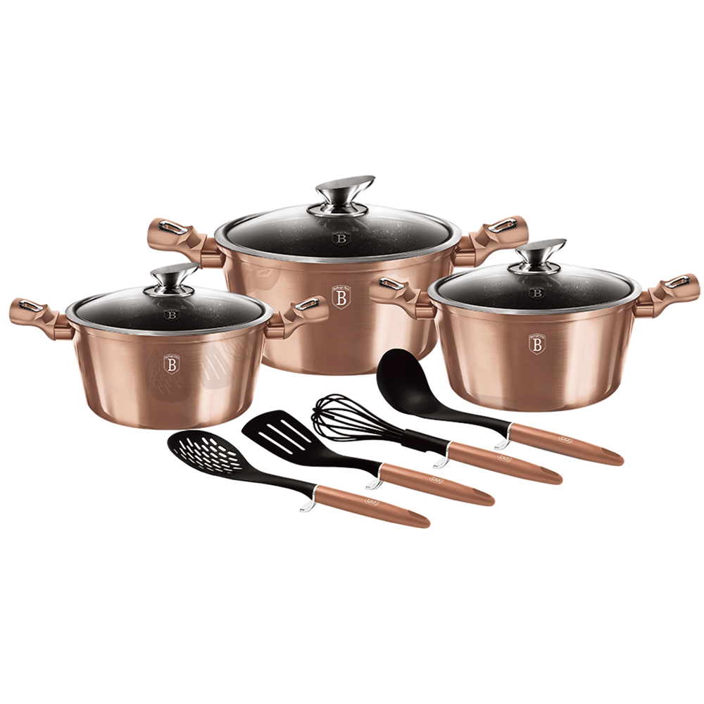 10- dielna sada hrncov, metalická Rose Gold, BERLINGERHAUS BH-6151